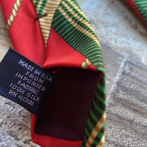 Polo Ralph Lauren silk hand made in USA red green rare tie - Picture 6 of 9